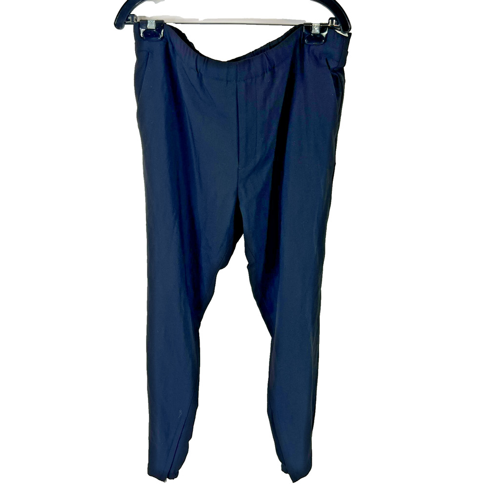 Theory Womens XL Black Pier Lawford Wool Blend Pull On Stretch Trouser Pants